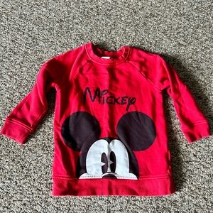 H&M 1.5 -2y red black and white Mickey Mouse sweatshirt.